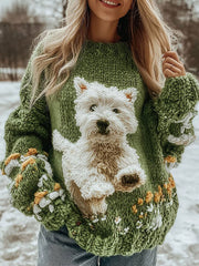 Women's autumn dog print tops