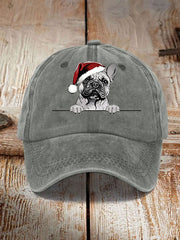 Unisex Christmas Hat Pug Print Hat