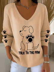 Women's Talk To The Paw Dog V-neck Tops