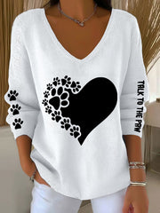 Women's Talk To The Paw Dog V-neck Tops