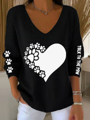 Women's Talk To The Paw Dog V-neck Tops