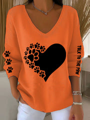 Women's Talk To The Paw Dog V-neck Tops