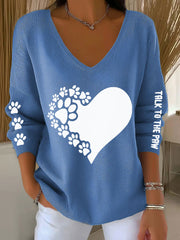 Women's Talk To The Paw Dog V-neck Tops