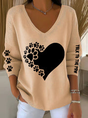 Women's Talk To The Paw Dog V-neck Tops