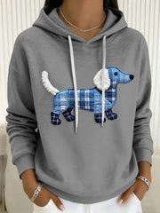 Women's Dog Art Print Drawstring Hoodie