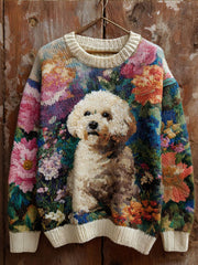 Women's Floral Dog Print Tops