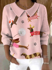 Women's Colorful Animals Printed Soft Sweater Top