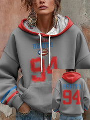 Women's Bunny Football Music Lover Printed Hoodie