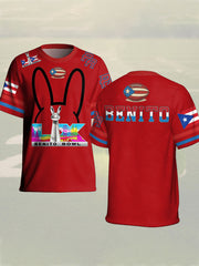 Unisex Bunny Football Music Lover Printed T-shirt