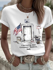 Women's I Survived 2025 The Government Shutdown Barely T-Shirts
