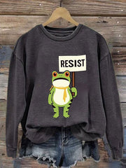 Women's Resist Frog Printed Casual Sweatshirt