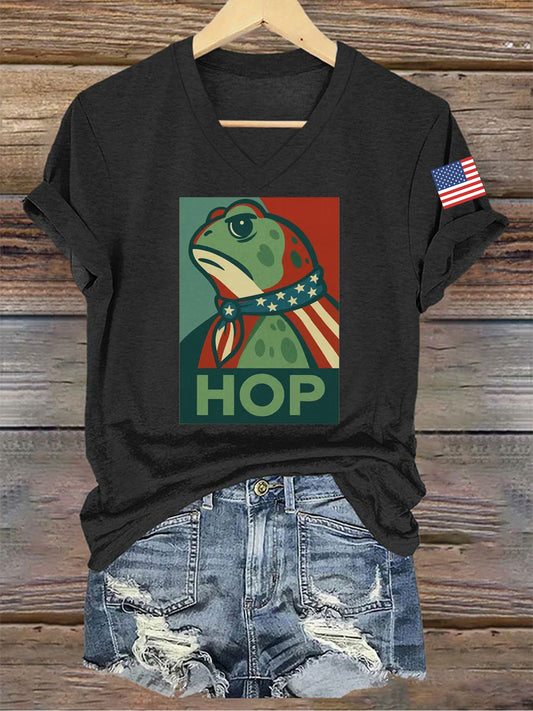Women's Retro Resist Frog Printed T-shirt
