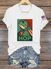Women's Retro Resist Frog Printed T-shirt
