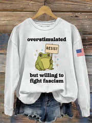 Women's Retro Resist Frog Print Sweatshirt