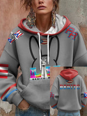 Women's Bunny Football Music Lover Printed Hoodie