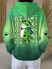 Women's Resist Portland Frog Print Hoodie