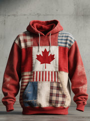 Men's Canadian Inspired Patchwork Art Vintage Hoodie