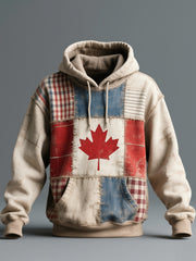 Men's Canadian Inspired Patchwork Art Vintage Hoodie