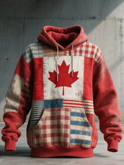 Men's Canadian Inspired Patchwork Art Hoodie
