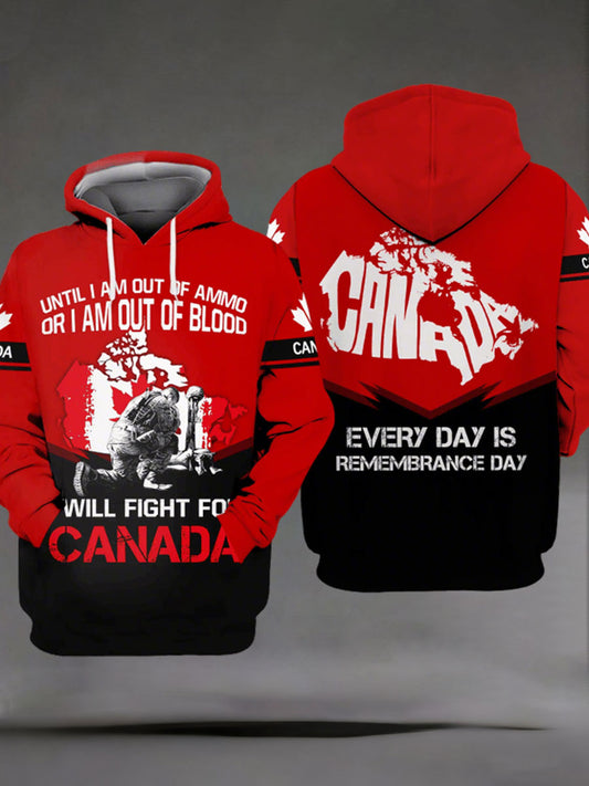 Men's Remembrance Day Printed Casual Hoodie