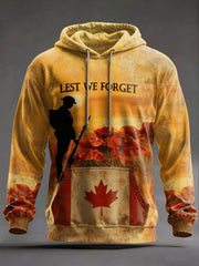 Men's Canadian Remembrance Day Printed Casual Hoodie