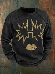 Mne's Rock Band Print Casual Sweatshirt
