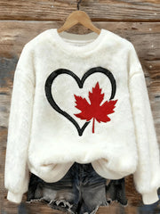 Women's Maple Leaf Heart Print Casual Top
