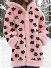 Women's Flannel Animal Paws Print Coats