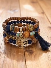 Women's Viking Tree of Life Bohemian Multi-Layer Wooden Bead Bracelet