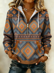 Women's Vintage Western Printed Casual Hoodie