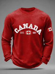 Men's CANADA Waffle Print Casual T-shirt