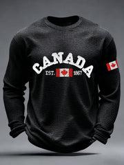 Men's CANADA Waffle Print Casual T-shirt