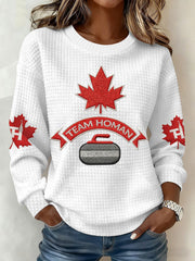 Women's Canadian Curling Print Casual Sweatshirt