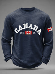 Men's CANADA Waffle Print Casual T-shirt