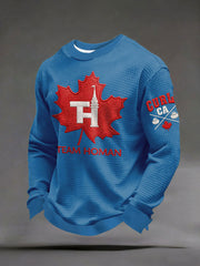 Men's Canadian Curling Waffle Print Casual Sweatshirt