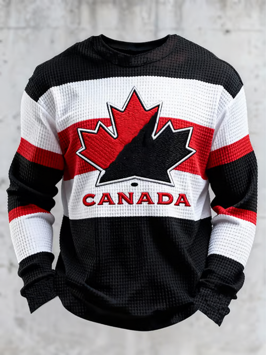 Men's Canadian Ice Hockey Waffle Long Sleeve Top