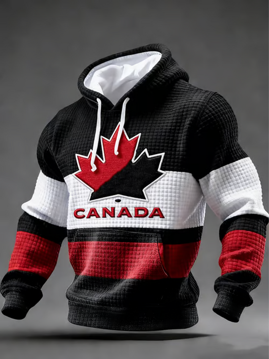 Men's Canadian Ice Hockey Checkered Cotton Hoodie
