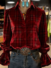 Women's Retro Plants Flowers Art Print Long Sleeve Top