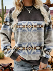 Women's Vintage Western Aztec Art Cozy Flannel Sweatshirt