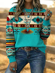 Women's Vintage Western Aztec Art Sweatshirt