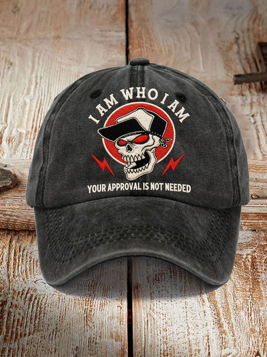 Unisex I Am Who I Am Your Approval Is Not Needed Embroidery Pattern Washed Hat