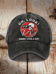 Unisex OH Look Nobody Gives A Shit Embroidery Pattern Washed Hat