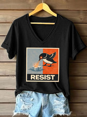 Women's Abolish ICE Loon Print V-Neck T-Shirt