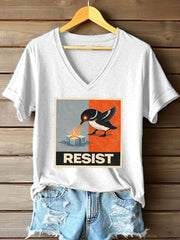 Women's Abolish ICE Loon Print V-Neck T-Shirt