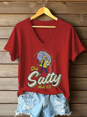 Women's Stay Salty Melt ICE Printed Casual T-Shirt
