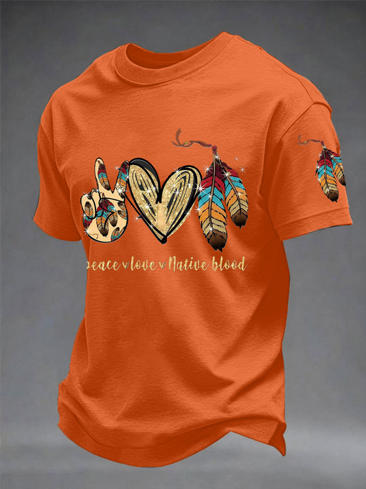 Men's Gathering of Nations Pow Wow Indian Native Art Print imitation cotton short-sleeved T-shirt