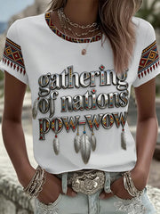 Women's Gathering of Nations Pow Wow Indian Native Art Print short-sleeved T-shirt