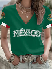 Women's Mexico Football Lover Printed T-shirt