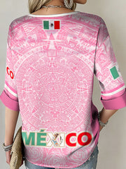 Women's Mexico Football Lover Printed Tops