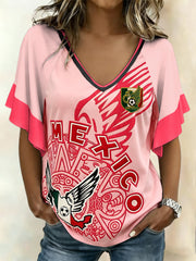 Women's Mexico Football Lover Art Printed T-Shirt